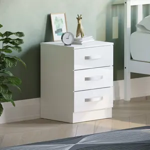 Arkadij 3 Drawer Fronts Bedside Table White