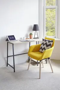 Four Legged Chair in Soft Brushed Yellow Fabric