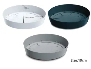 Round Plastic Water Plant Pot Saucer Trays Anthracite 19cm