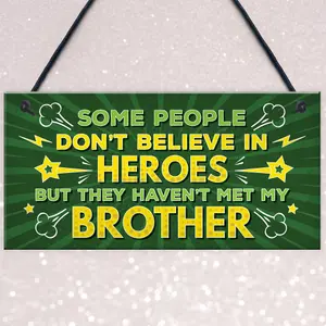 Red Ocean Brother My Hero Family Brother Gifts Novelty Funny Hanging Sign Plaque Gifts For Christmas Birthday