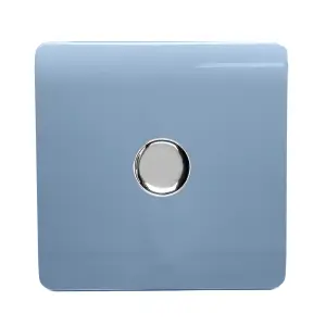 Trendi Switch 1 Gang 1 or 2 way 150w Rotary LED Dimmer Light Switch in Sky Blue