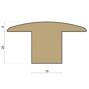 Solid Oak T-section Threshold - Unfinished - 20mm - 2.44m Length