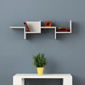 Decortie Rako Wall Mounted Floating Shelf Asymmetric Modern Design White 34cm