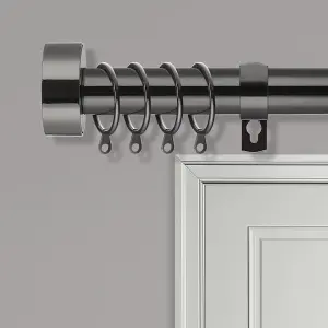 Metal Curtain Pole Set Extendable 40cm to 218cm Black Nickel Curtain Rail 25mm