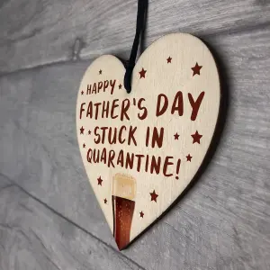 Red Ocean Funny Fathers Day Gift Quarantine Gifts Wooden Heart Gift For Dad Novelty Gifts For Him