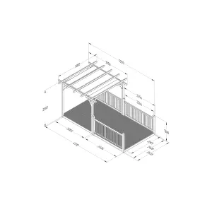 Forest Garden Grey Rectangular Pergola & decking kit, x4 Post x3 Balustrade (H) 2.5m x (W) 5.2m - Canopy included