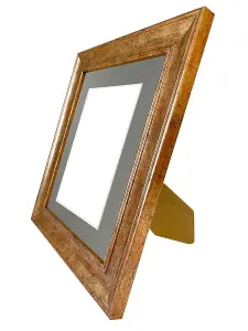 Scandi Gold Frame with Dark Grey Mount for Image Size 10 x 8 Inch