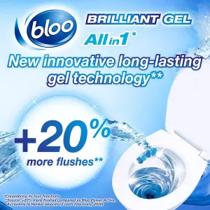 Bloo Brilliant Gel All in 1 Toilet Rim Block Cleaner Arctic Ocean 42g - Pack of 12