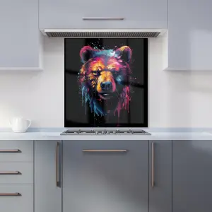 Splashart Bear Face Premium Glass Kitchen Splashback W600mm x H750mm