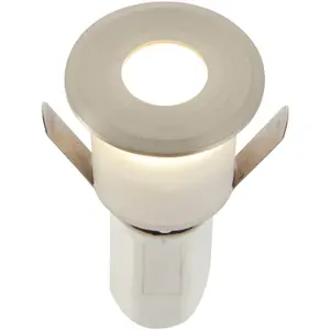 Recessed Decking IP67 Guide Light - 1.2W Cool White LED - Satin Nickel Plate