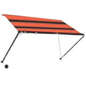 Berkfield Retractable Awning with LED 250x150 cm Orange and Brown