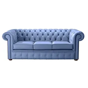 Chesterfield 3 Seater Shelly Iceblast Leather Sofa Bespoke In Classic Style