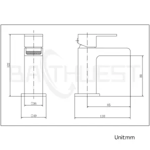 BATHWEST Matte Black Basin Mixer Taps Waterfall Square Mono Bathroom Sink Mixer Tap