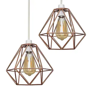 ValueLights Diablo Copper Ceiling Pendant Shade and B22 Pear LED 4W Warm White 2700K Bulb