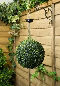 Primrose Pair of 28cm Solar Powered LED Artificial Topiary Ball 'The Little Buxus Ball'