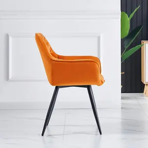 Irie Single Velvet Upholstered Dining Chair with Arm Light Orange