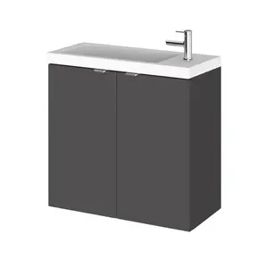 Fusion 600mm Wall Mount Vanity Unit Gloss Grey