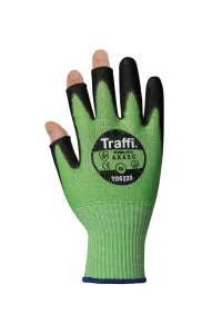 Traffi TG5220 Cut C PU 3 Digit Glove Pack of 10  Size 6