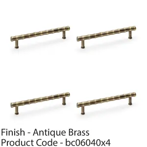 4 PACK - Bamboo T Bar Pull Handle - Antique Brass 128mm Centres SOLID BRASS Drawer Door