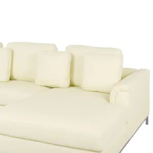 Left-Hand Corner Sofa with Ottoman OSLO Cream Leather Left Hand