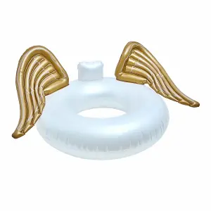 Angel Wings Inflatable Swimming Ring Pool Float Novelty For Adults Large White Gold