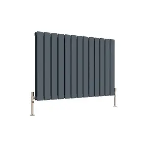 Horizontal Anthracite Double Flat Panel Radiator (H) 600 mm x (W) 884 mm, 4388 BTU.