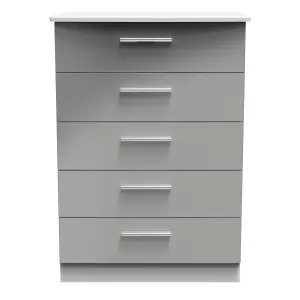 Harrow 5 Drawer Chest in Grey Gloss (Ready Assembled)