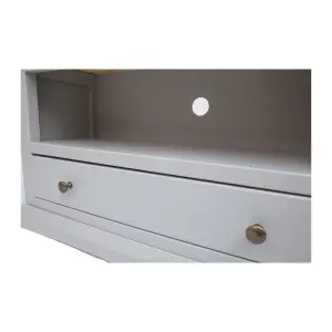 Loreo Light Grey 1 Drawer TV Cabinet Brass Knob