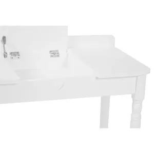 Interiors by Premier Childrens Dressing Table and Chair, Crisp White Dressing Table with Mirror, Body Posture Vanity Chair