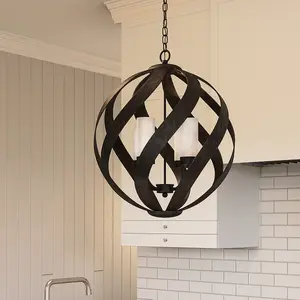 Luminosa Quoizel Blacksmith Spherical Pendant Ceiling Light Old Black, IP44