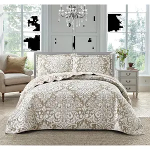 Candon Polyester Bedspread with Pillowcases Beige / Super King