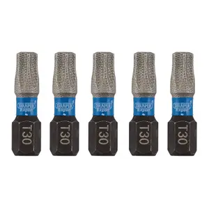 Draper Expert TX-STAR Impact Screwdriver Bits, T30 x 25mm, 1/4" Hex (Pack of 5) 05496