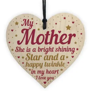 Red Ocean Mum Mother Memorial Hanging Wooden Heart Remembrance Plaque Keepsake Gift For Mum