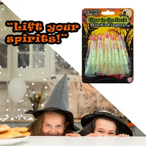 Witch Finger Toppers Glow in the Dark Props Trick or Treat Party 10cm Green