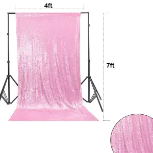 4ft x 7ft Sequin Backdrop Photography Background Shiny Fabric Glitter Curtain Backdrop, Baby Pink