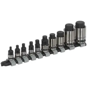 10-Piece Stubby Hex Socket Bit Set for 1/4" 3/8" & 1/2" Drive - Durable Allen Wrenches