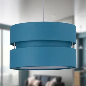 First Choice Lighting Teal Layered Easy Fit Drum Light Shade