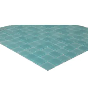 Glina Blue Frosted Gloss & matt Glass effect Flat Glass Mosaic tile sheet, (L)300mm (W)300mm