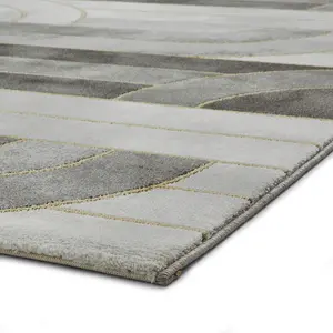 Grey Gold Abstract Modern Easy to clean Rug for Dining Room Bed Room and Living Room-160cm X 220cm