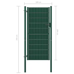 Berkfield Fence Gate PVC and Steel 100x204 cm Green