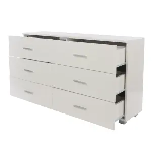 White Gloss 3+3 wide chest of drawers, Lido White