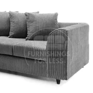 Luxor Grey Jumbo Cord Large 5 Seater Corner Sofa Long Left Hand Facing