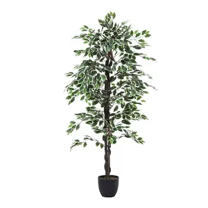 Artificial Plant Fake Ficus Tree Home Decorative in Black Plastic Pot H 180 cm