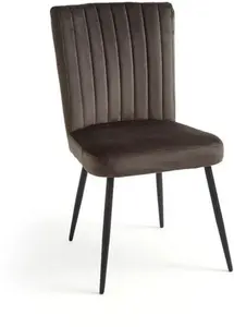 Dunelm Taylor Dining Chair, Velvet, Modern, Grey, Taylor Charcoal, Fabric/Velvet