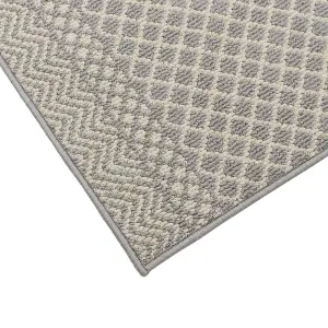 JVL Everley Machine Washable Latex Backed Runner Doormat, 80x120cm, Grey