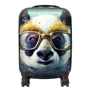 Panda With Golden Glasses Splashart Suitcase - Small