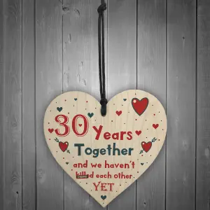 Funny Rude 30th Anniversary Gift For Husband Wife Gift For Him Her Wooden Heart