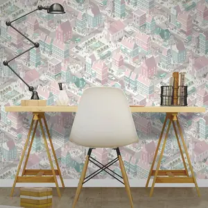 Muriva Pink Novelty 3D effect Embossed Wallpaper