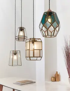 Anson Lighting Holden pendant shade finished in Antique solid brass and clear/smoked glass (SHADE ONLY)