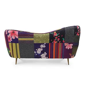 2 Seater Loveseat Small Sofa in Multicolour Patchwork Fabric